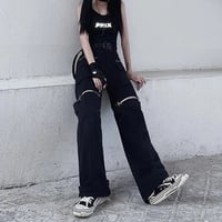 Black Cut Out Oversized Pocket Cargo Pants - Thumbnail 3