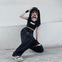 Black Cut Out Oversized Pocket Cargo Pants - Thumbnail 6