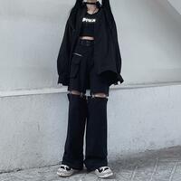 Black Cut Out Oversized Pocket Cargo Pants - Thumbnail 7