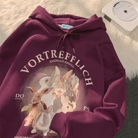 Rabbit Print Oversized Hoodie  - Thumbnail 1