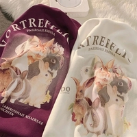 Rabbit Print Oversized Hoodie  - Thumbnail 4