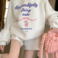 Bear Bow Letter Print Loose Sweatshirt  - Thumbnail 2