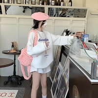 Bear Bow Letter Print Loose Sweatshirt  - Thumbnail 4