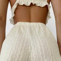 Lace Sling Vest Two Piece Shorts Set - Thumbnail 3