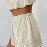 Lace Sling Vest Two Piece Shorts Set - Thumbnail 2