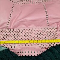 Classic Handmade Women Pink Quilted Gold Studded Skeletons Genuine Leather Jacket - Thumbnail 4