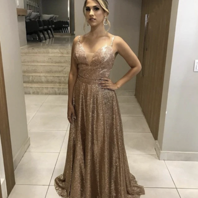 Prom dresses straps sequins floor length - Thumbnail 2