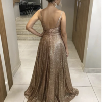 Prom Dresses Straps Sequins Floor Length - Thumbnail 2