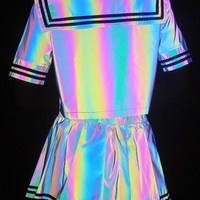 Jk uniform suit personalized colorful reflective school uniform sailor suit pleated skirt - Thumbnail 4