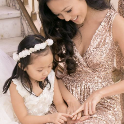 V neck bridesmaid dresses sequins floor length - Thumbnail 1