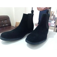 Black Suede Leather Men Chelsea Dress Boot - Thumbnail 1