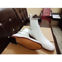 Handmade White Leather Classic Jodhpur Dress Boot - Thumbnail 4