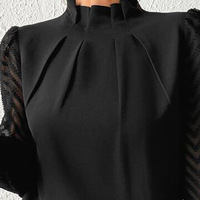 Elegant Temperament Black Long Sleeved Shirt - Thumbnail 1