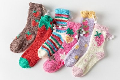 Soft Strawberry Christmas Fleece Socks