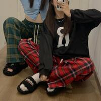 Drawstring Checker Casual Pants - Thumbnail 1