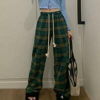 Drawstring Checker Casual Pants - Thumbnail 2