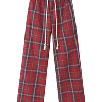 Drawstring Checker Casual Pants - Thumbnail 5