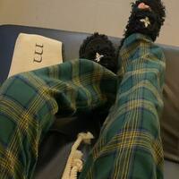 Drawstring Checker Casual Pants - Thumbnail 3