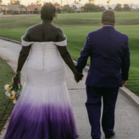 Plus Size Wedding Dresses Bridal Gown Gradient White Purple - Thumbnail 2