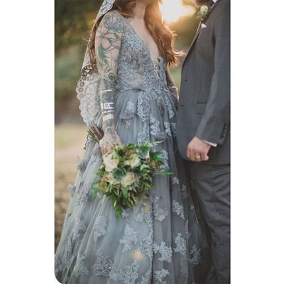 Deep v neck wedding dresses bridal gown sleeveless - Thumbnail 2