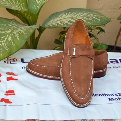 Brown suede leather norwegian welted single monk strap dress shoes - Thumbnail 3