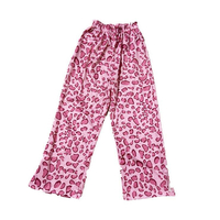 Retro Pink Leopard Print Split up Pants - Thumbnail 3