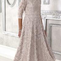 Tea-length Lace Blush Pink Mother of Bride and Groom Dress Evening Dress,938 - Thumbnail 1