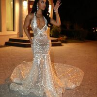 Sparkle Mermaid Sequnis Lace Prom Dress Evening Dress,945 - Thumbnail 1