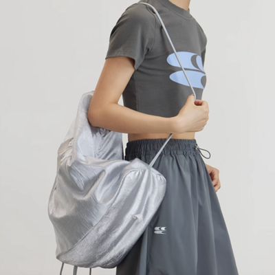 Free shipping-y2k silver 2 way shoulder bag - Thumbnail 4