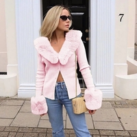 Pink Faux Fur Collar Long Sleeve Shirt  - Thumbnail 4