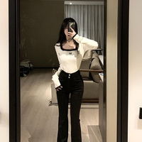 Black Bow Fluffy Square Collar Jumper  - Thumbnail 8