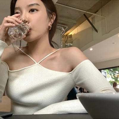 Halter Cut Out Knit Sweater 