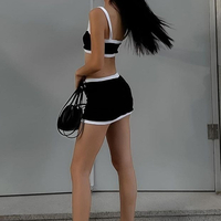 2PCS Black & White Patchwork Tank Top + Skirt  - Thumbnail 7