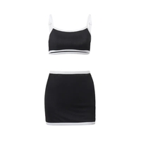 2PCS Black & White Patchwork Tank Top + Skirt  - Thumbnail 8