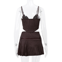 2PCS Vertical Stripe Print Spaghetti Strap Top + Skirt  - Thumbnail 8