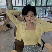 2PCS Tube Top + Ribbed Knit Cardigan - Thumbnail 3