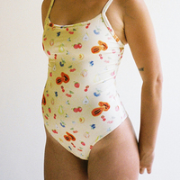 Vintage Floral Fruit Print One Piece Swimsuit  - Thumbnail 8