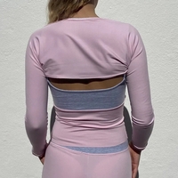 Pink & Grey Patchwork Shrug + Top + Shorts - Thumbnail 2