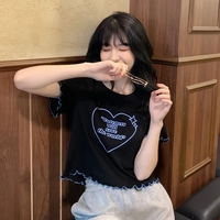 Heart Ruffle Short Sleeve T-shirt  - Thumbnail 1