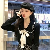 Bow Peterpan Collar Knit Sweater  - Thumbnail 1