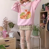 Deer Print Loose Sweatshirt  - Thumbnail 1