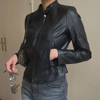 Black PU Leather Zipper Jacket  - Thumbnail 4