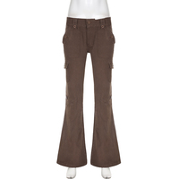 Brown Flare Boot Cut High Waist Trousers  - Thumbnail 3