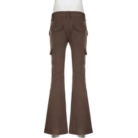 Brown Flare Boot Cut High Waist Trousers  - Thumbnail 4