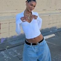 White Zipper Crop Jacket  - Thumbnail 4