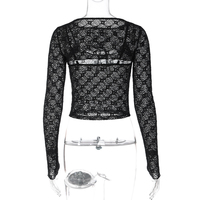 Black Mesh Lace Long Sleeve Shirt  - Thumbnail 8