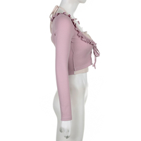 Purple & White Patchwork Ruffle Halter Crop Top - Thumbnail 6