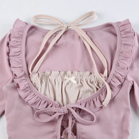 Purple & White Patchwork Ruffle Halter Crop Top - Thumbnail 8