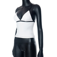 White Patchwork V Neck Camisole  - Thumbnail 7