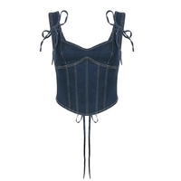 Blue Denim Corset Bandage Tank Top - Thumbnail 4